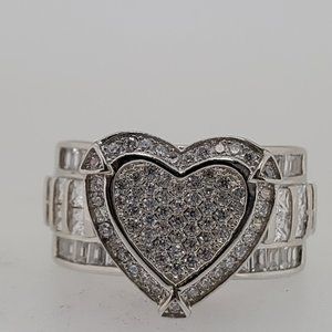 3.00 Carat Lab Grown Round Diamond Heart Shape Ring For Women